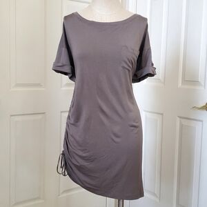 BANANA REPUBLIC Silk Knit T-shirt Dress Tan Brown Gray Neutral Minimalist MEDIUM